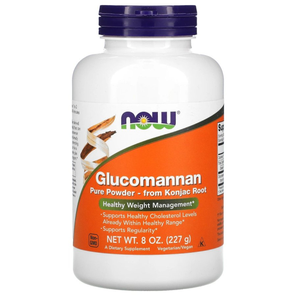 Порошок з кореня коньяку NOW Glucomannan, 227 грам для роботи кишечника