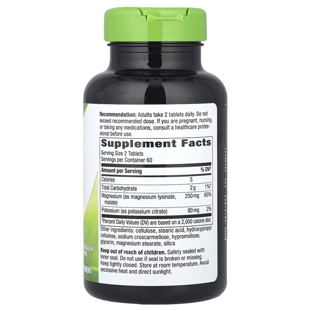 Магній лізинат та калій цитрат Nature's Way Krebs Magnesium Potassium, 120 вегакапсул для підтримки загального здоров'я організму. Фото 2