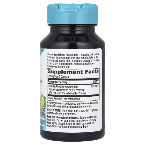 Родіола рожева Nature's Way Rhodiola 250 mg, 60 вегакапсул для підтримки енергії та когнітивних функцій. Фото 2
