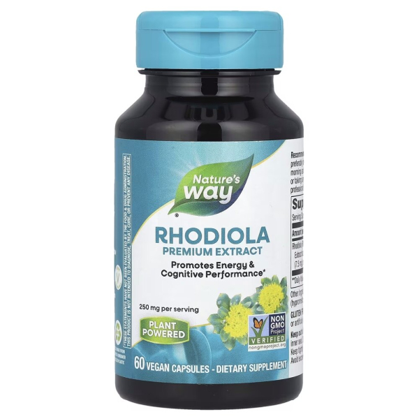 Родіола рожева Nature's Way Rhodiola 250 mg, 60 вегакапсул для підтримки енергії та когнітивних функцій