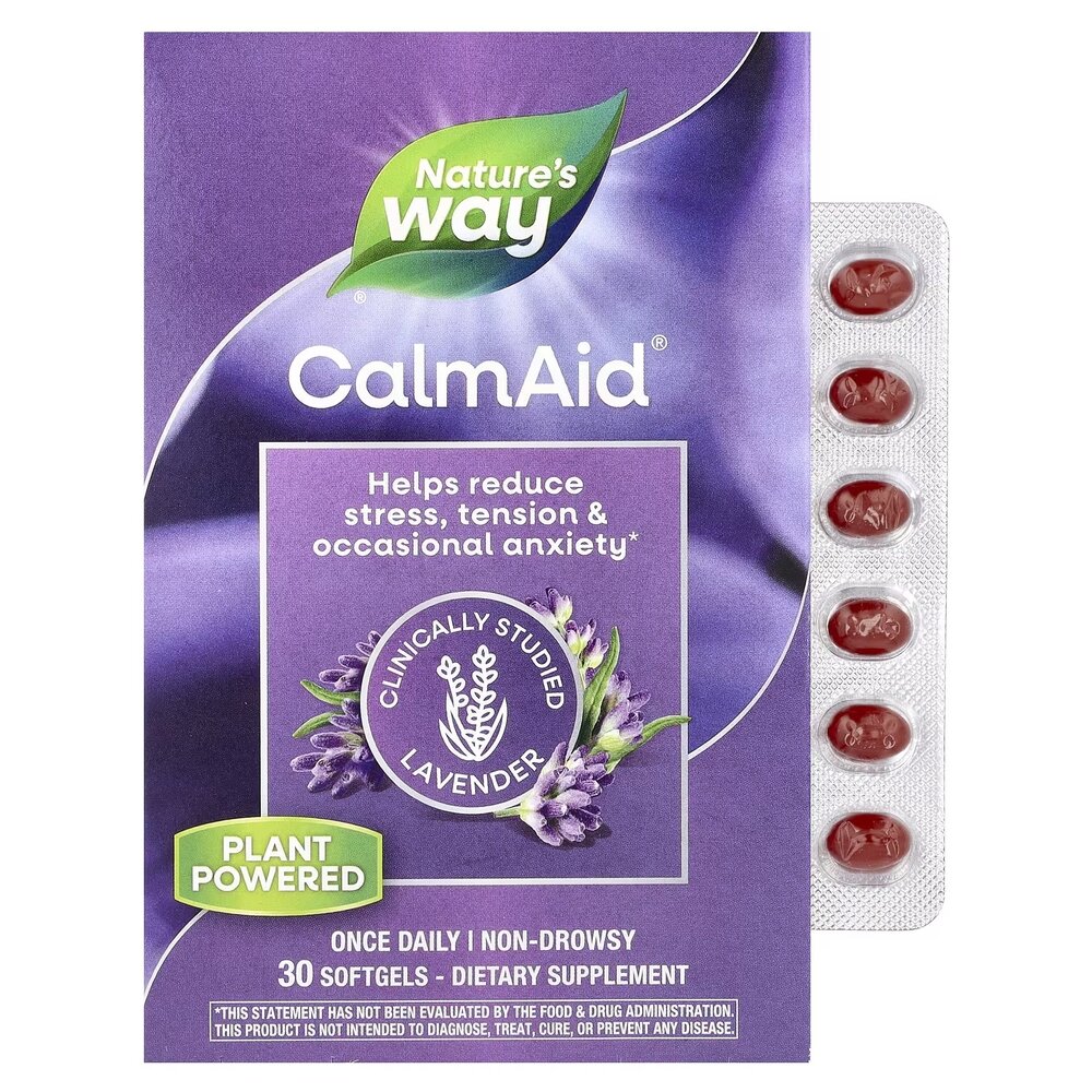 Лавандова олія Nature's Way CalmAid, 30 капсул для емоційного балансу та розслаблення