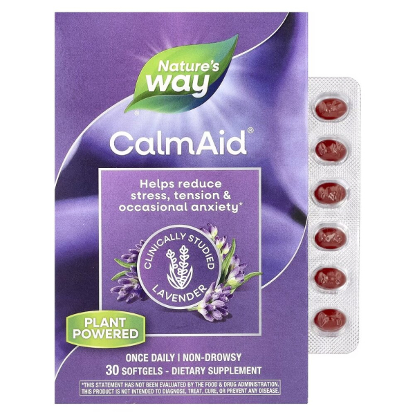 Лавандова олія Nature's Way CalmAid, 30 капсул для емоційного балансу та розслаблення