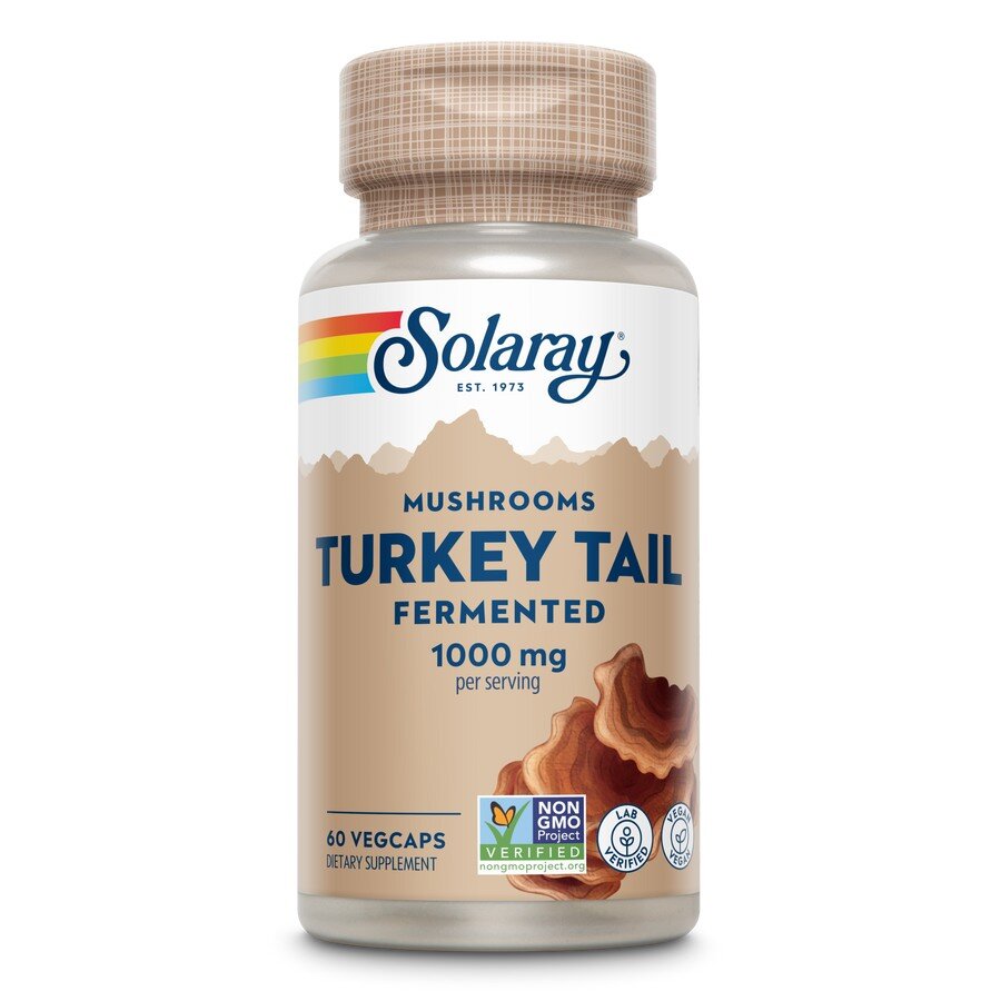 Натуральна добавка Solaray Org Grown Fermented Turkey Tail 1000 mg, 60 вегакапсул
