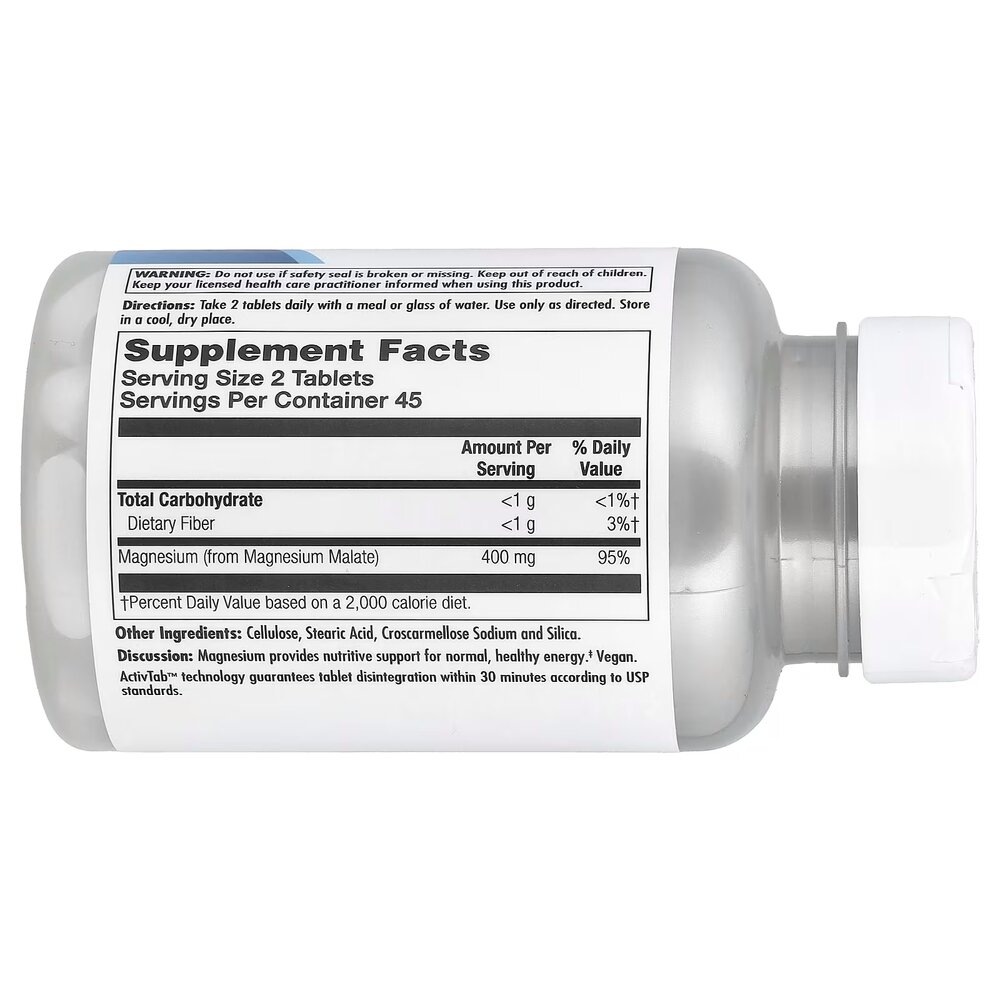 Магній малат KAL Magnesium Malate 400 mg, 90 таблеток для підтримки м'язової функції. Фото 2