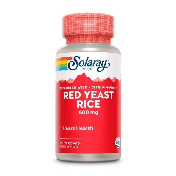 Червоний дріжджовий рис Solaray Red Yeast Rice 600 mg, 90 вегакапсул