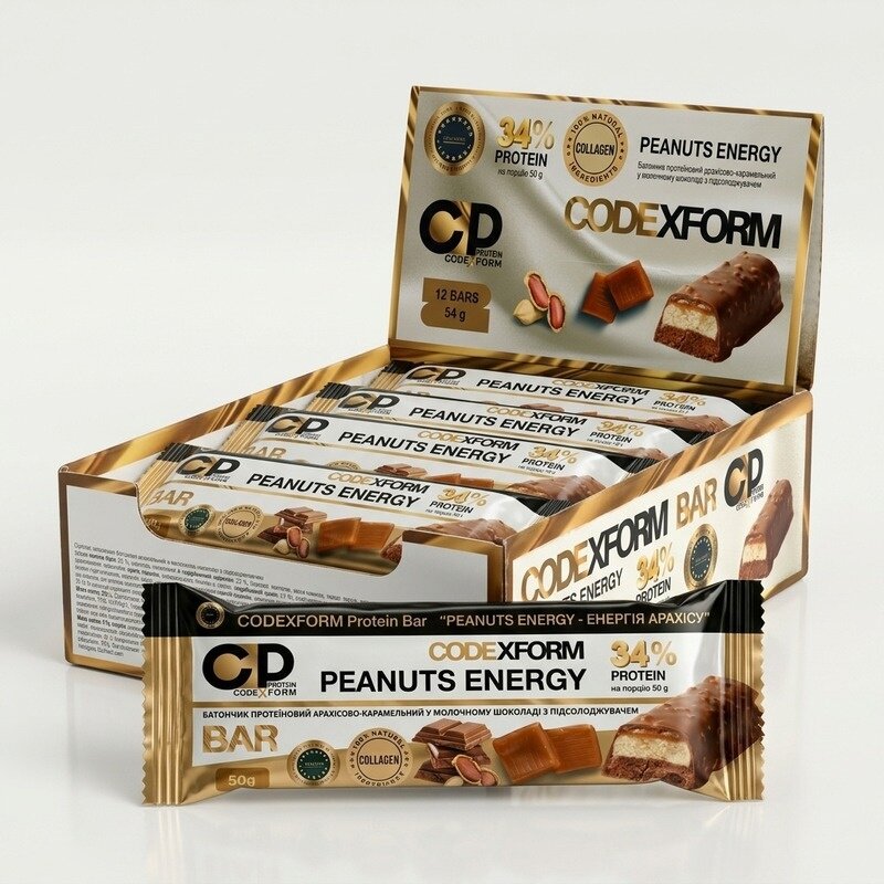Блок протеїнових батончиків CODExFORM Protein Bar, 12*50 грам