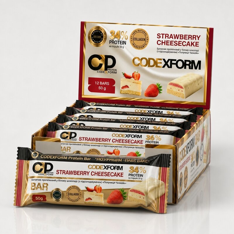Блок протеїнових батончиків CODExFORM Protein Bar, 12*50 грам. Фото 17
