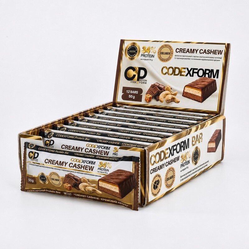 Блок протеїнових батончиків CODExFORM Protein Bar, 12*50 грам. Фото 13