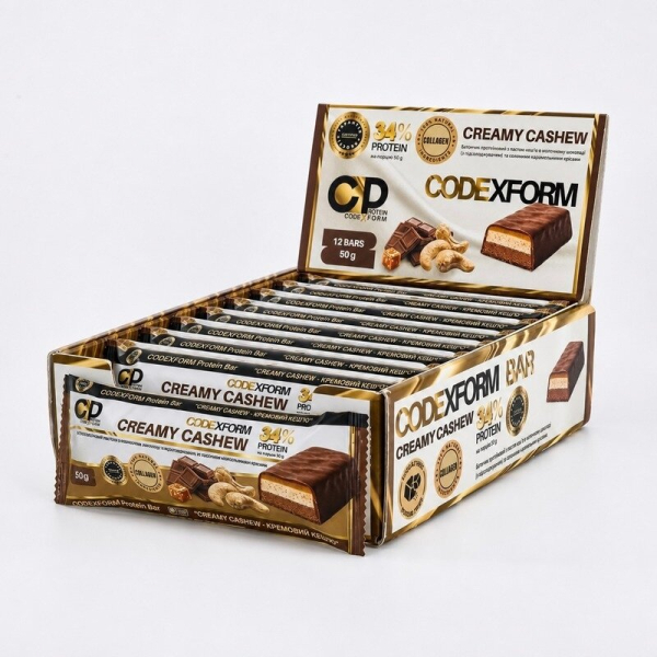 Блок протеїнових батончиків CODExFORM Protein Bar, 12*50 грам. Фото 13