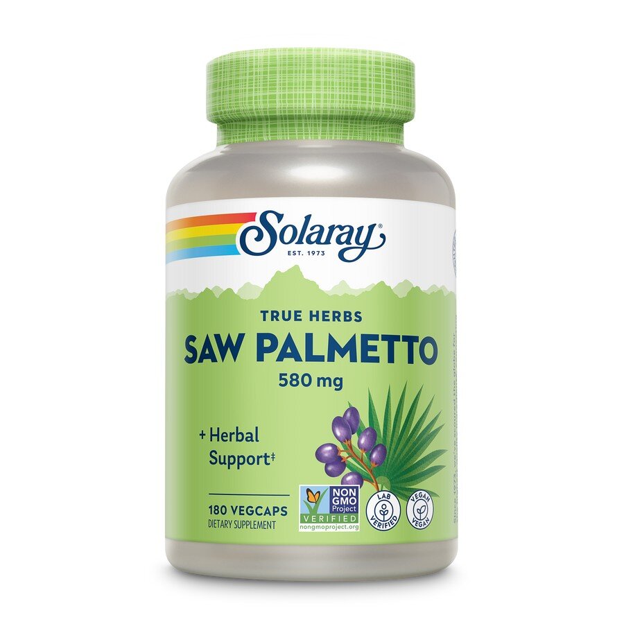 Ягоди пальми сереноа Solaray True Herbs Saw Palmetto 580 mg, 180 вегакапсул