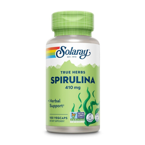 Органічна спіруліна Solaray True Herbs Spirulina Algae 410 mg, 100 вегакапсул