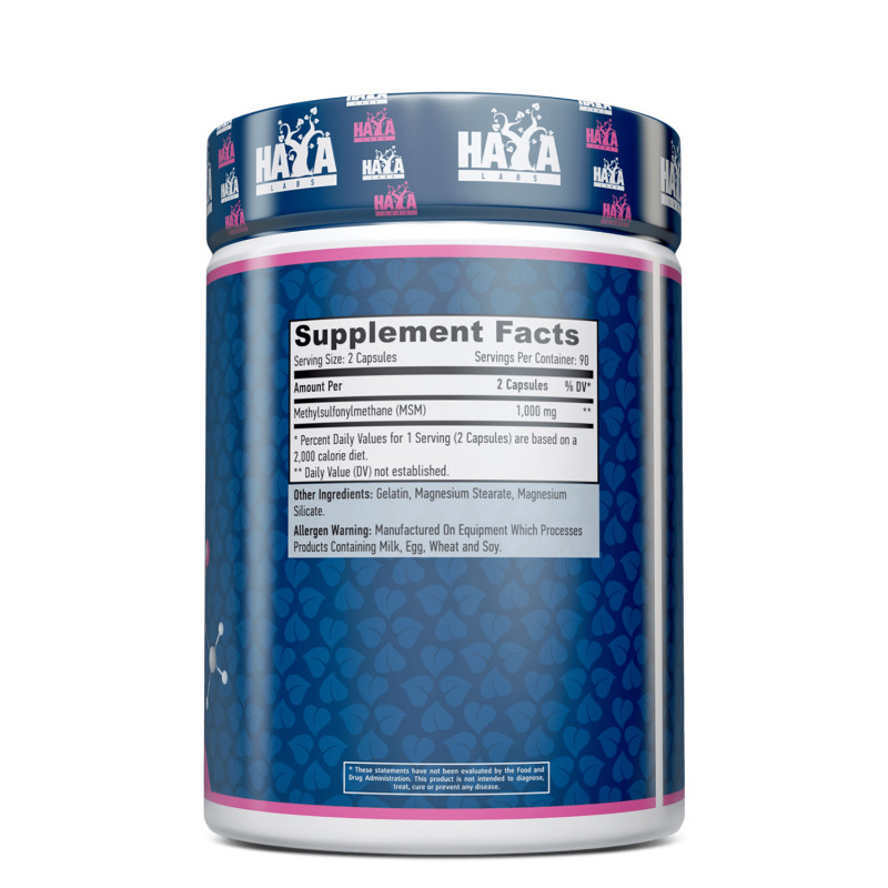 Препарат для суглобів і зв'язок Haya Labs MSM 500 mg, 180 капсул. Фото 2
