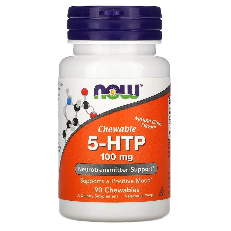 Амінокислота NOW 7-HTP 100 mg, 90 жувальних таблеток