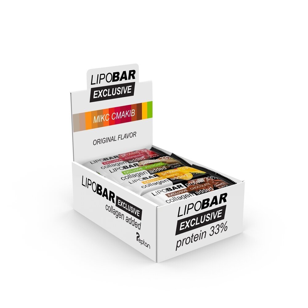 Блок батончиків LipoBar Exclusive Protein Bar, 20*50 грам MIX №3