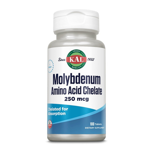 Молібден KAL Molybdenum Amino Acid Chelate 250 mcg, 100 таблеток