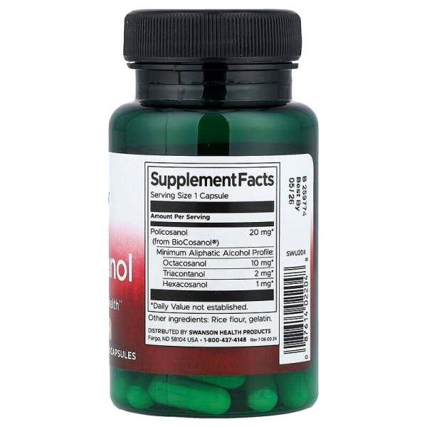 Полікозанол Swanson Policosanol 20 mg, 60 капсул. Фото 2