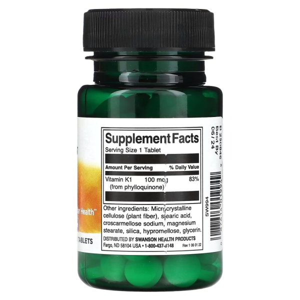 Філлохінін Swanson Vitamin K1 100 mcg, 100 таблеток. Фото 2