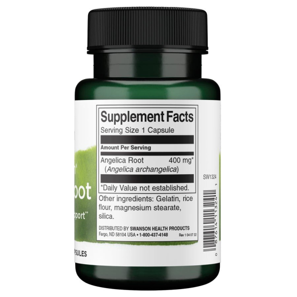Корінь дягелю Swanson Angelica Root 400 mg Full Spectrum, 60 капсул. Фото 2