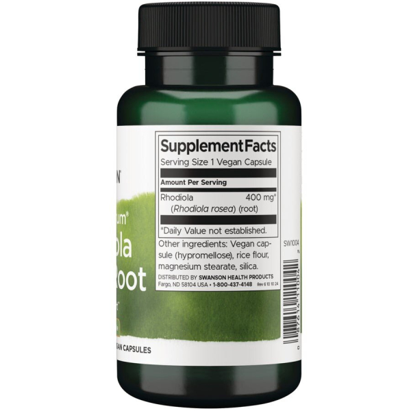 Корінь родіоли рожевої Swanson Rhodiola Rosea Root 400 mg Full Spectrum, 100 капсул. Фото 2