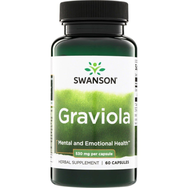 Листя гравіоли Swanson Graviola 530 mg, 60 капсул