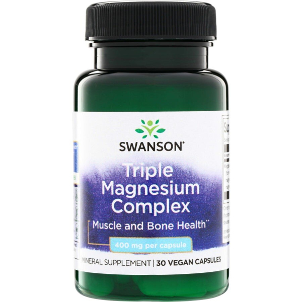 Комплекс магнію Swanson Triple Magnesium Complex 400 mg, 30 вегакапсул