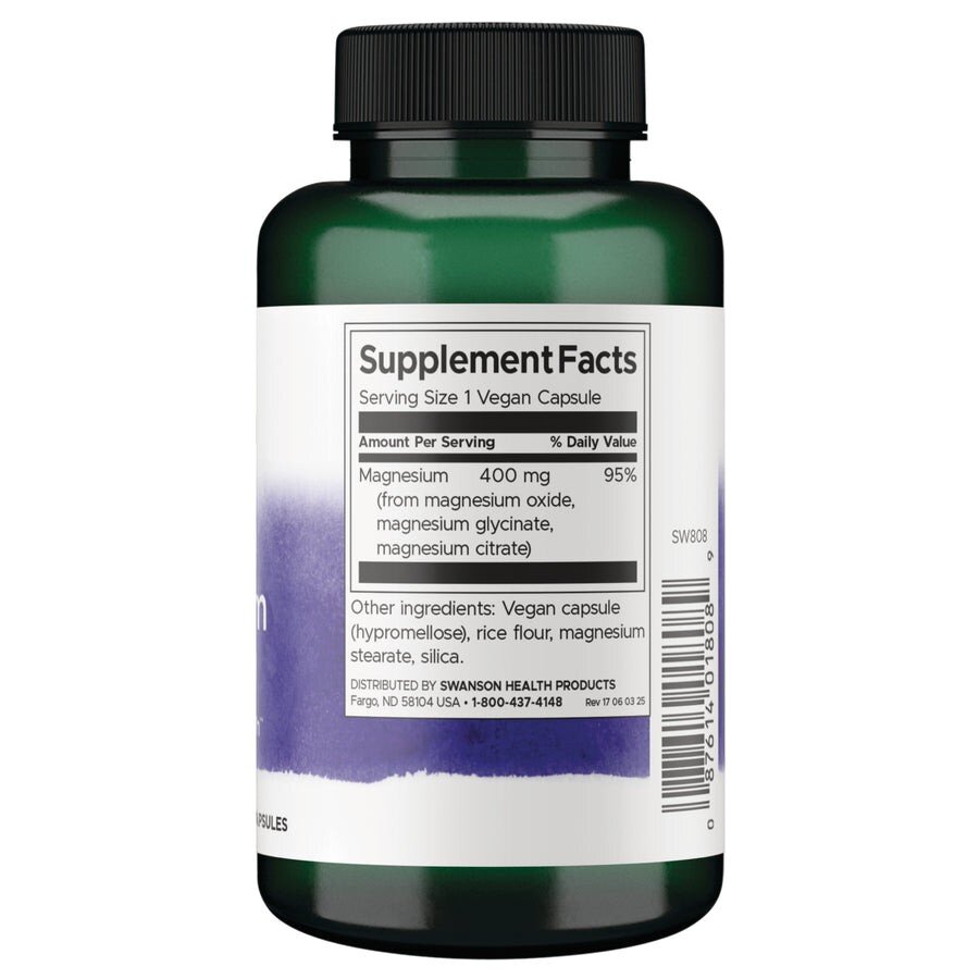 Комплекс магнію Swanson Triple Magnesium Complex 400 mg, 100 вегакапсул. Фото 2