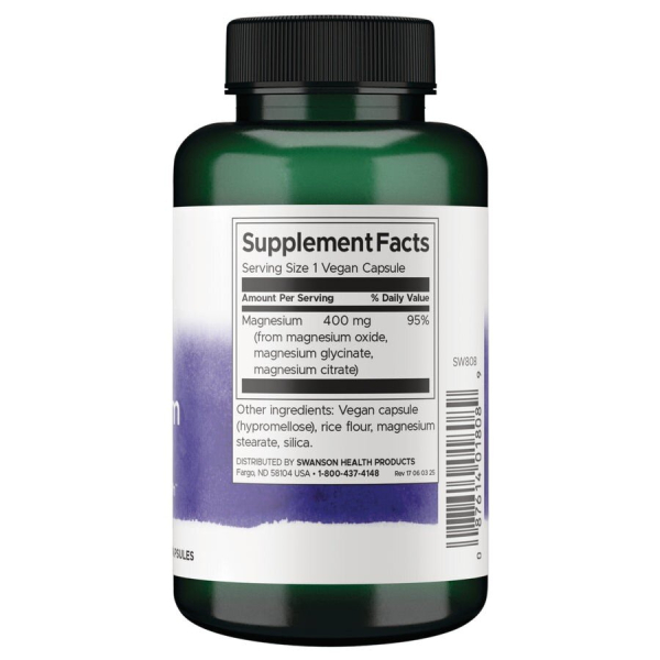 Комплекс магнію Swanson Triple Magnesium Complex 400 mg, 100 вегакапсул. Фото 2