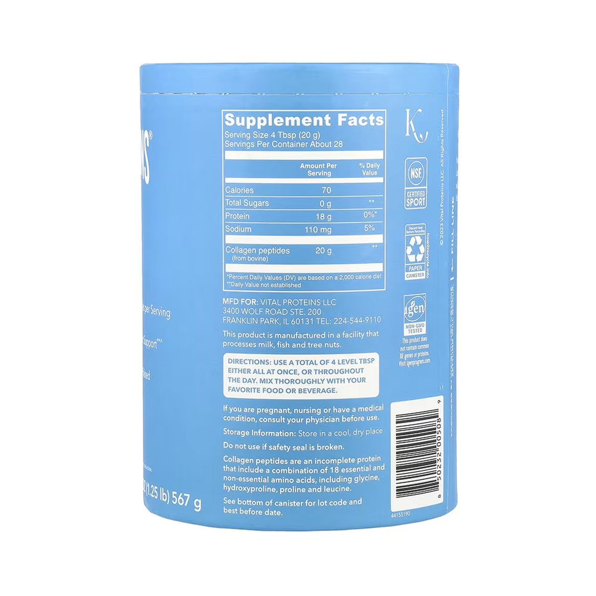Collagen Peptides - 567g Unflavored. Фото 2
