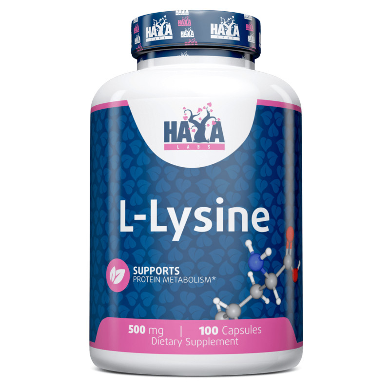 Амінокислота Haya Labs L-Lysine 500 mg, 100 капсул