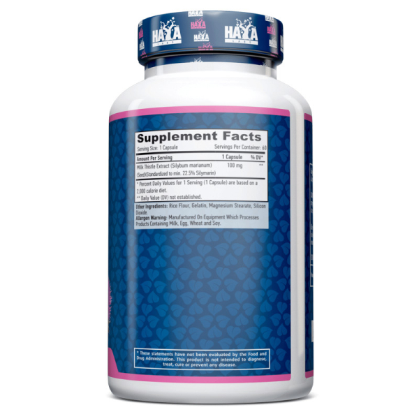 Екстракт розторопші Haya Labs Milk Thistle 100 mg, 60 капсул для підтримки травлення та печінки. Фото 2