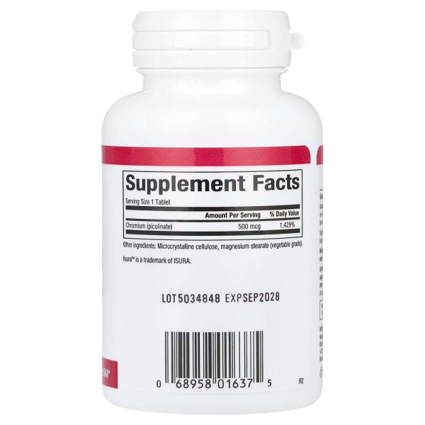 Піколінат хрому Natural Factors Chromium Picolinate 500 mcg, 90 таблеток для контролю цукру та апетиту. Фото 2