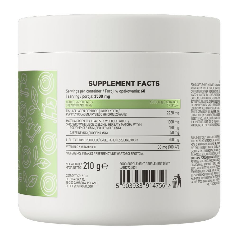 Колаген та матча OstroVit Collagen + Matcha, 210 грам. Фото 2
