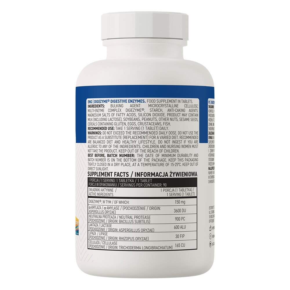 Мультиензимний комплекс OstroVit Digezyme Digestive Enzymes, 90 таблеток для покращення здоров'я травної системи. Фото 2