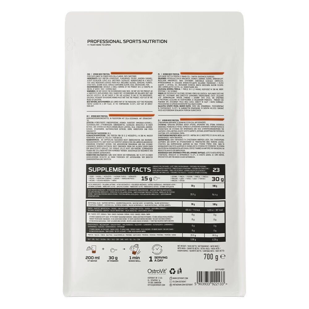 Яловичий протеїн OstroVit Hydro Beef Protein, 700 грам. Фото 2