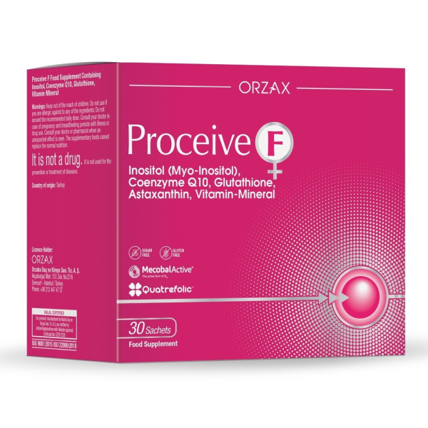 Формула для жінок Orzax Proceive F, 30 саше для підтримки здоров'я репродуктивної системи