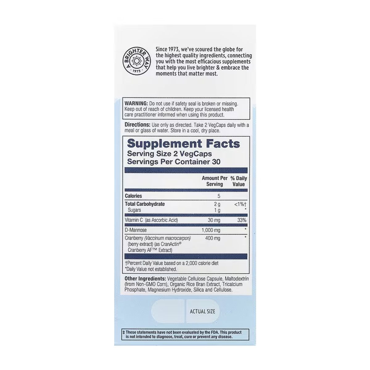 CranActin D-Mannose 1000mg - 60 vcaps. Фото 2