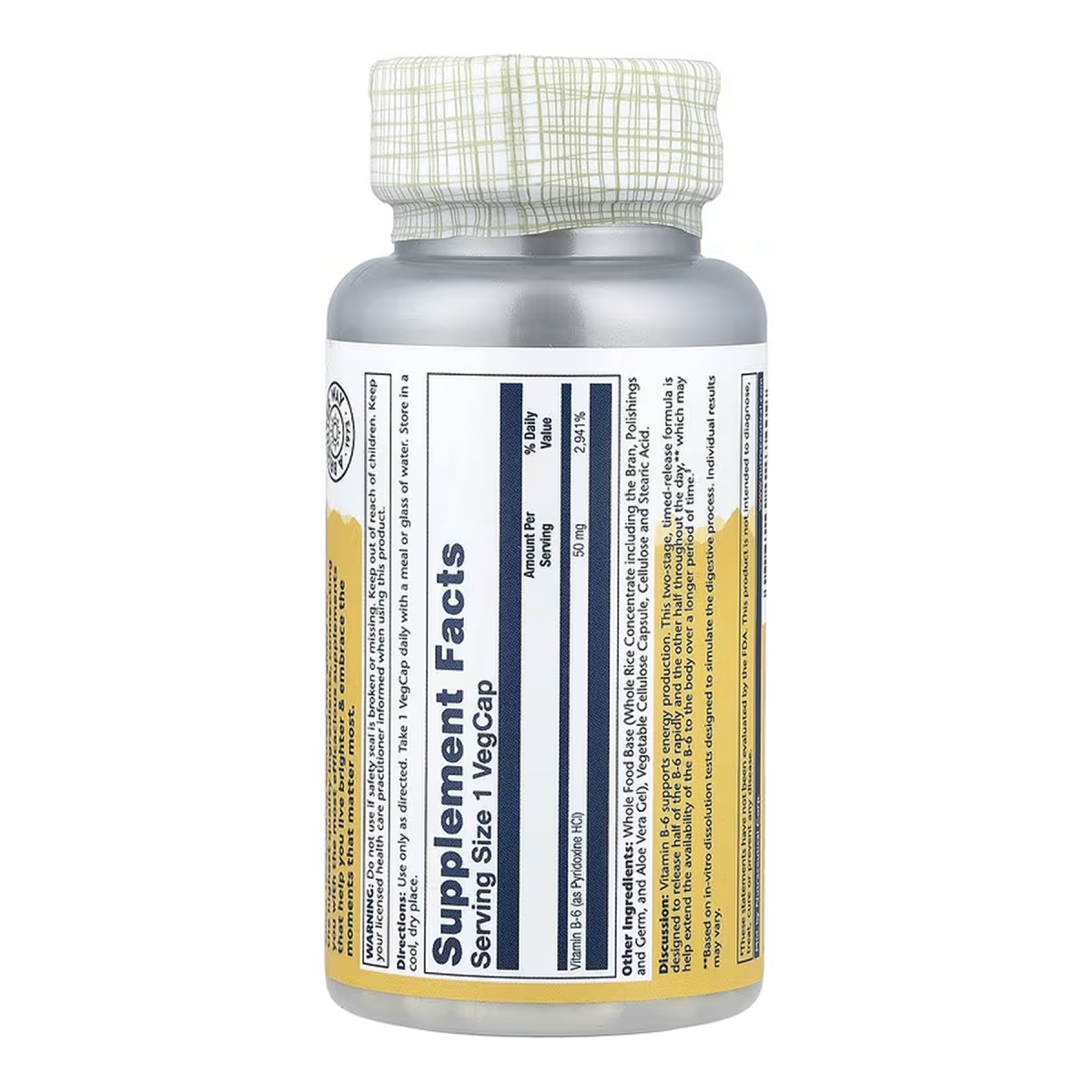 Vitamin B-6 Timed-Release 50mg - 60 vcaps. Фото 2
