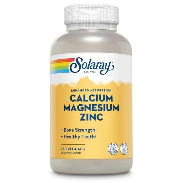Мінерали Solaray Calcium Magnesium Zinc, 250 вегакапсул