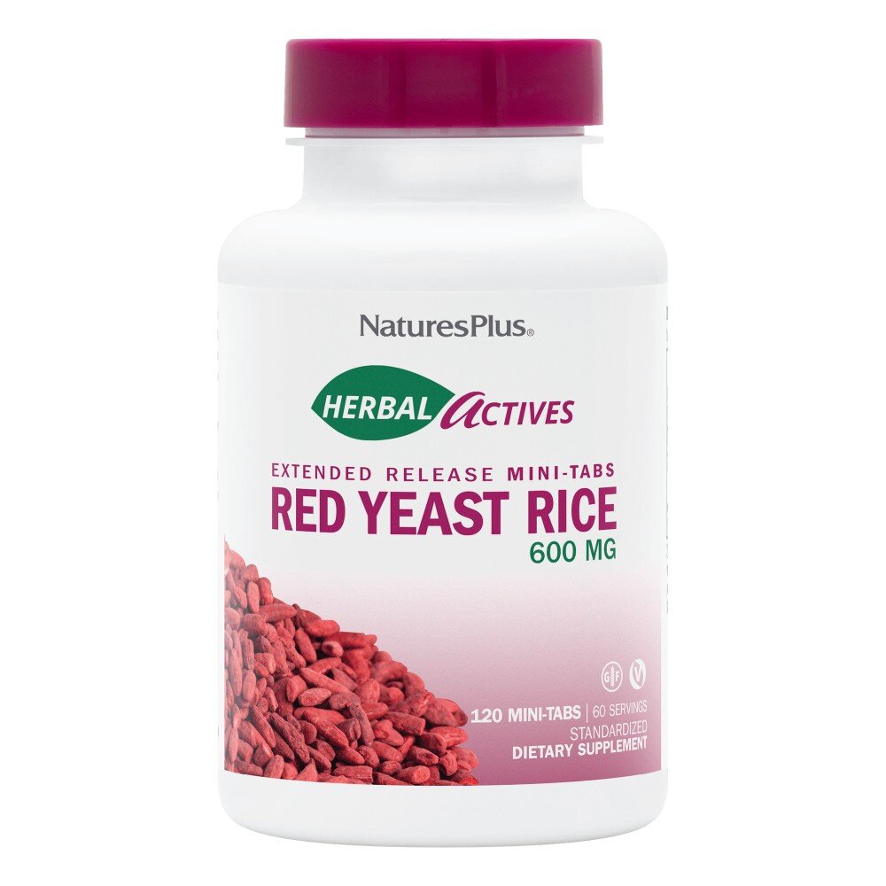 Натуральна добавка Natures Plus Herbal Actives Red Yeast Rice 600 mg, 120 міні таблеток