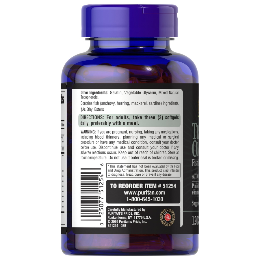 Жирні кислоти Puritan's Pride Triple Omega 3-6-9 Fish Flax Oils, 120 капсул. Фото 3