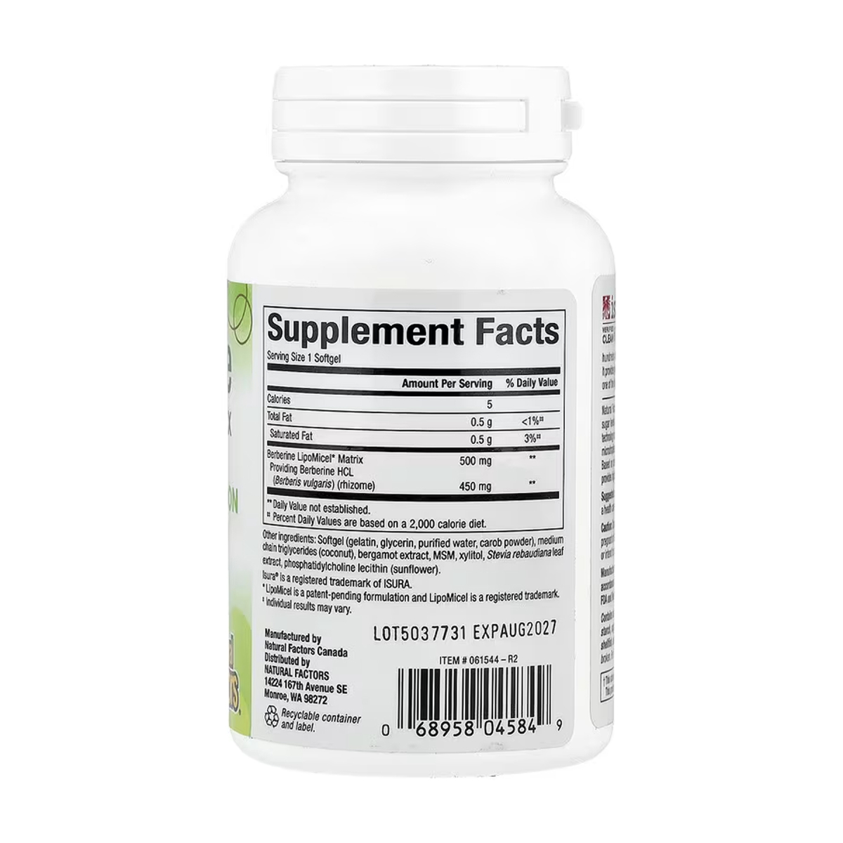 Berberine LipoMicel Matrix - 60 softgels. Фото 2