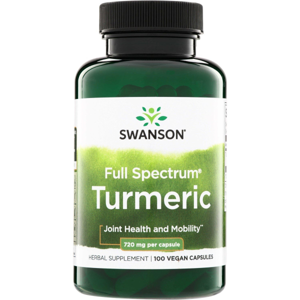 Куркума Swanson Turmeric 720 mg Full Spectrum, 100 капсул для підтримки здоров'я суглобів та шкіри