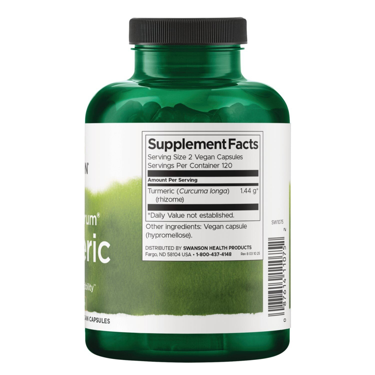 Корінь куркуми Swanson Turmeric 720 mg Full Spectrum, 240 капсул для підтримки здоров'я суглобів та шкіри. Фото 2