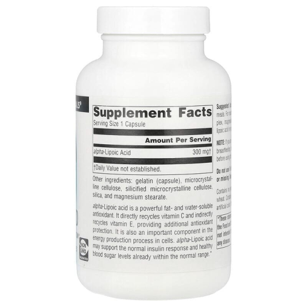 Альфа-ліпоєва кислота Source Naturals Alpha Lipoic Acid 100 mcg, 120 таблеток. Фото 2
