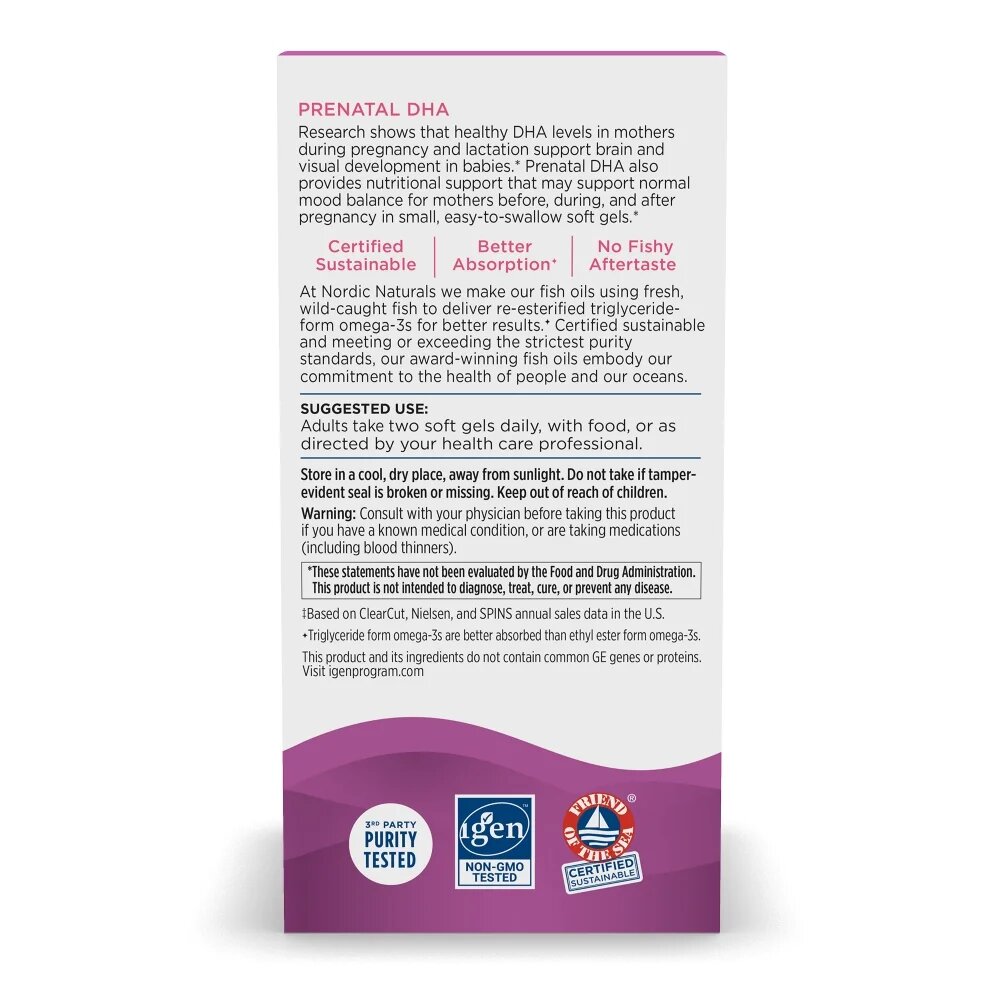 Жирні кислоти Nordic Naturals Prenatal DHA, 180 капсул. Фото 3