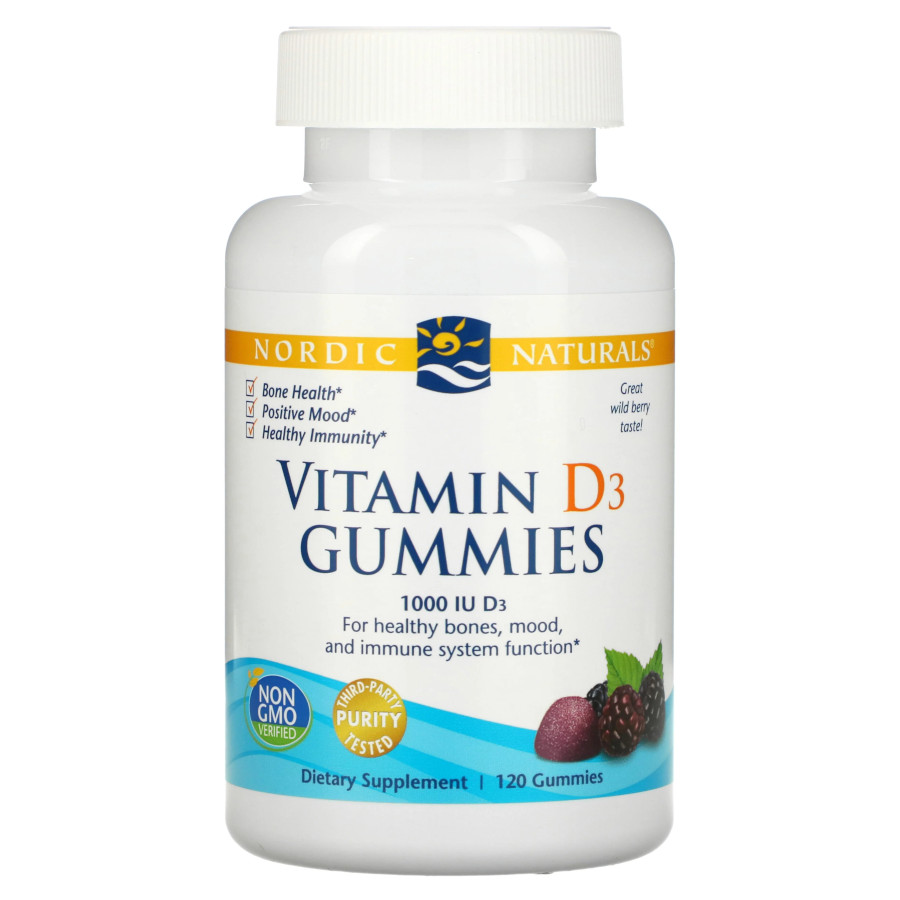 Вітамін D3 Nordic Naturals Vitamin D3 Gummies, 120 жувальних таблеток для підтримки кісток, зубів та м'язів