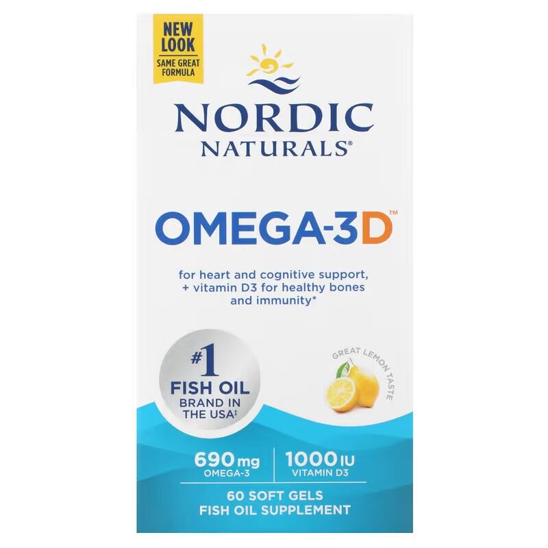 Жирні кислоти Nordic Naturals Omega-3D, 60 капсул. Фото 2