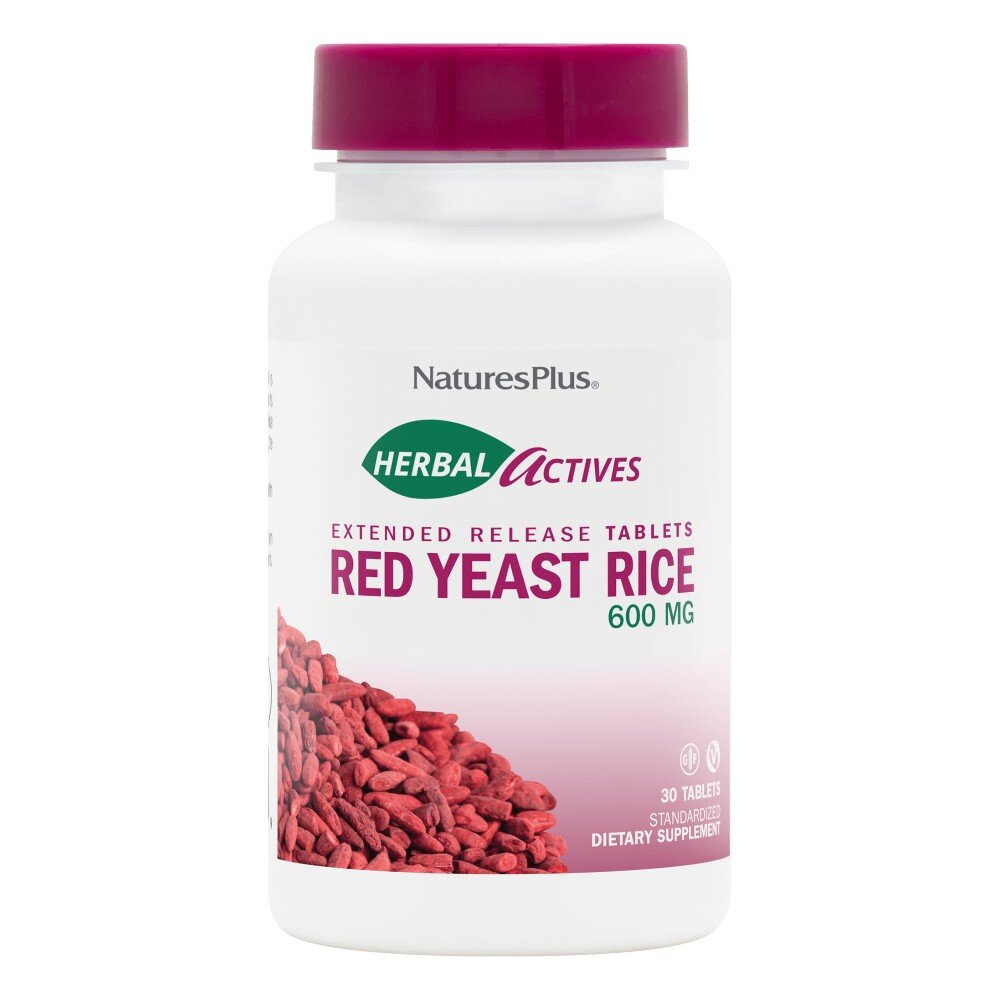 Натуральна добавка Natures Plus Herbal Actives Red Yeast Rice Extended Release, 30 таблеток