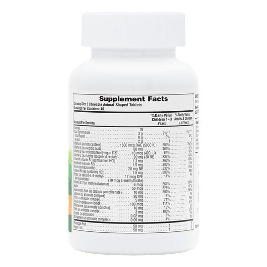 Дитячі мультивітамінні Natures Plus Animal Parade Multivitamin Children's Sugar-Free Chewables, 90 жувальних таблеток. Фото 2