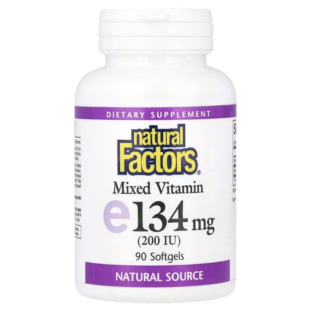 Суміш токоферолів Natural Factors Mixed Vitamin E 134 mg, 90 капсул для антиоксидантного захисту